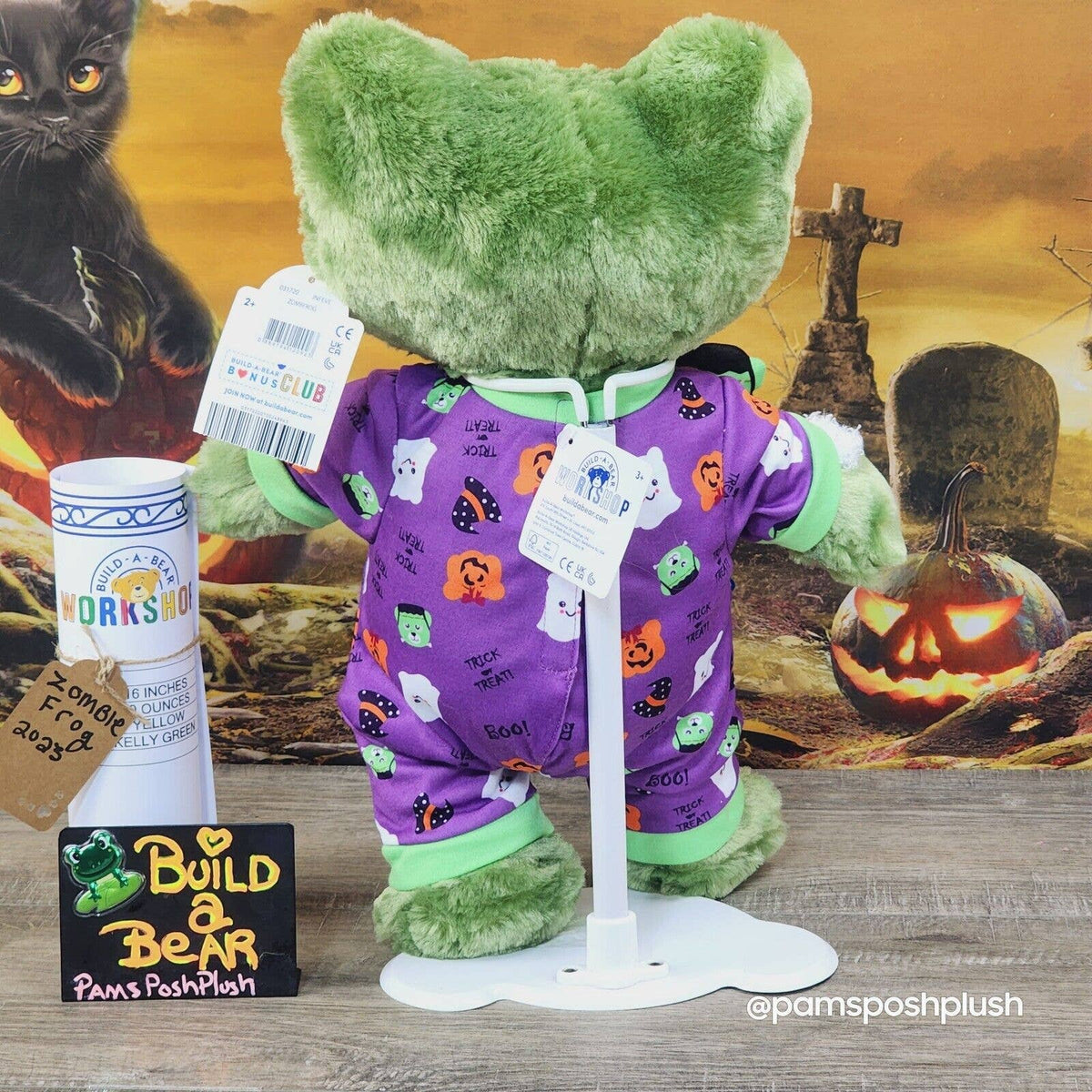 Build A Bear Zombie Frog Plush Halloween Sleeper Ghost Witch Pajamas C –  PamsPoshPlush