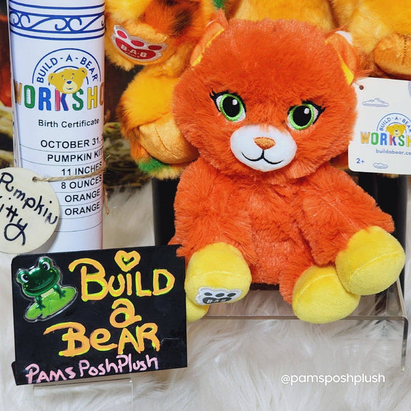 Build a Bear Candy Corn Kitty MINI 8" Halloween Orange 2023 Cat BAB Candycorn