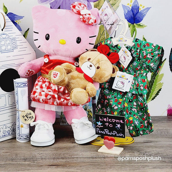 Build A Bear Hello Kitty Christmas HOLLY JOLLY & Tiny CHUM, Pajamas, Dress Plush
