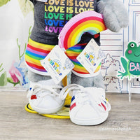 Build A Bear LGBTQ Pride HIPPO with Red Heart Ears & Rainbow Shirt and Shorts, Rainbow Wristie, Clothes for Hippopotamus