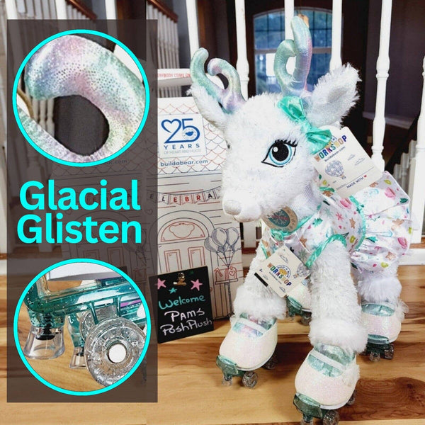 RARE GLACIAL GLISTEN Build a Bear Merry Mission Reindeer Christmas & Teal Skates