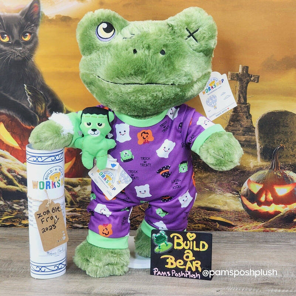 Build A Bear Zombie Frog Plush Halloween Sleeper Ghost Witch Pajamas Clothes BAB