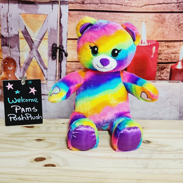 Build A Bear Rainbow Friends Tie Dye Plush Teddy Purple Blue Pink BAB