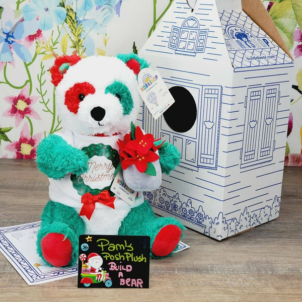 Build a Bear Christmas Holiday Festive Fun Panda Plush Poinsettia Wristie New with Tags